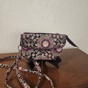 Vera Bradley Brand Purple Floral Combined Lanyard & ID Wallet
